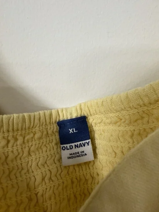 Old Navy XL Linen Blend Smocked Midi Dress Butter Yellow Resort Beachy Vacation - Picture 7 of 9